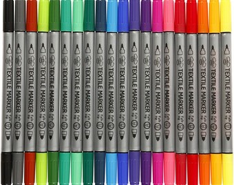 Set of 20 Double Tipped Fabric Pens