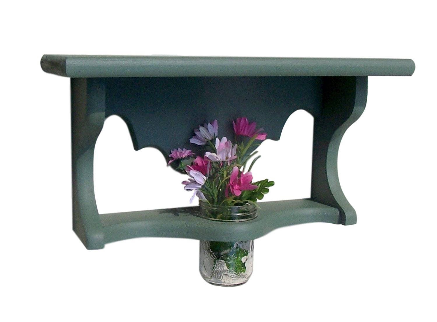 Wood Shelf with Jar Vase Kitchen Shelf Bathroom Shelf