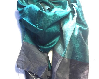 Turquoise silk scarf, aqua silk scarf, dark grey black scarf, aqua silk head scarf, blue silk scarf, black silk scarf, turquoise shawl