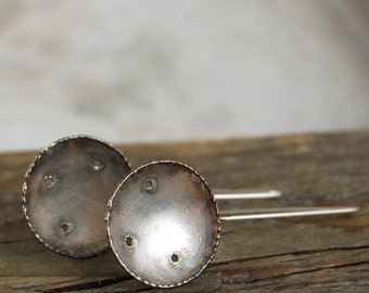 simple silver earrings, oxidized silver earrings