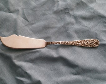 ONLY ONE LEFT! Vintage S. Kirk Repousse Master Butter Knife -- Sterling Silver--Flat Handle