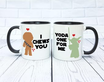 I Chews You/Yoda Obi Wan For Me Mug Set - Husband/Wife Gift, Boyfriend/Girlfriend Gift, Valentine's Day Present, Anniversary
