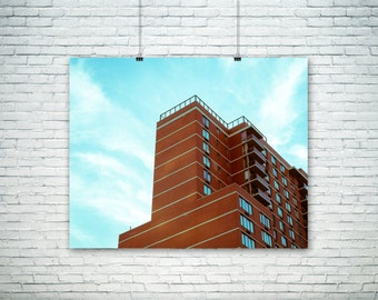 Architectural Art - The Peculiar Parkview - New York City Photography - Urban Home Decor - Wall Art - Red - Teal - Blue