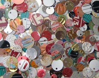 Recycled Tin Discs Charms Tokens Tags - VINTAGE Metal - Outsider Art Jewelry Supply