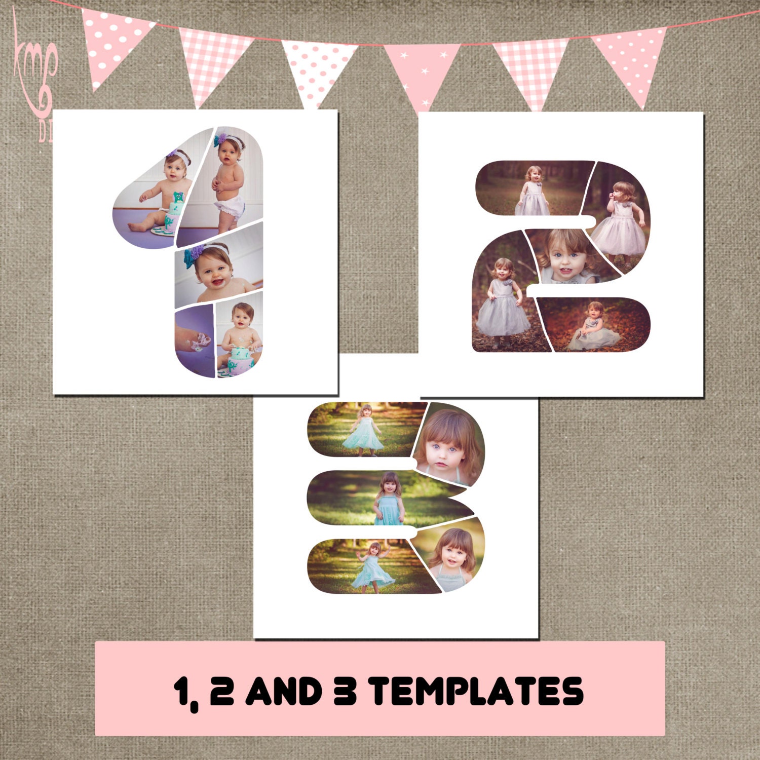 number 1 2 3 birthday template collage photographer fully