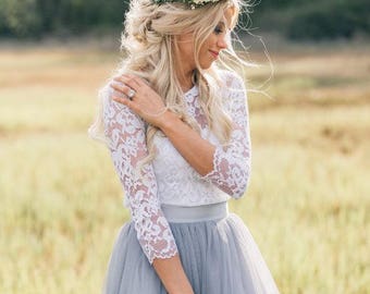 Bridal Separates , Lace top , Camisole , Bridesmaids top , Tulle skirt , Wedding Separate , Lace Top ,Crop top dress / Wedding Dress
