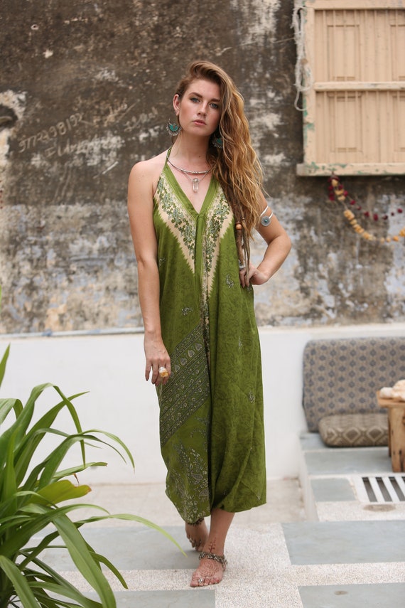 INDIAN DREAM JUMPSUIT - Summer - Wedding - Festival - Handmade - Vintage - Hippie - Backless - Couture - Up cycle - All in one - Harem