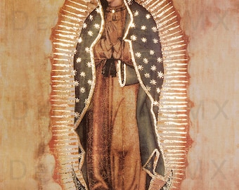 New! Copy of Original of Our Lady of Guadalupe Virgin Mary. Religious Art Prints that glow