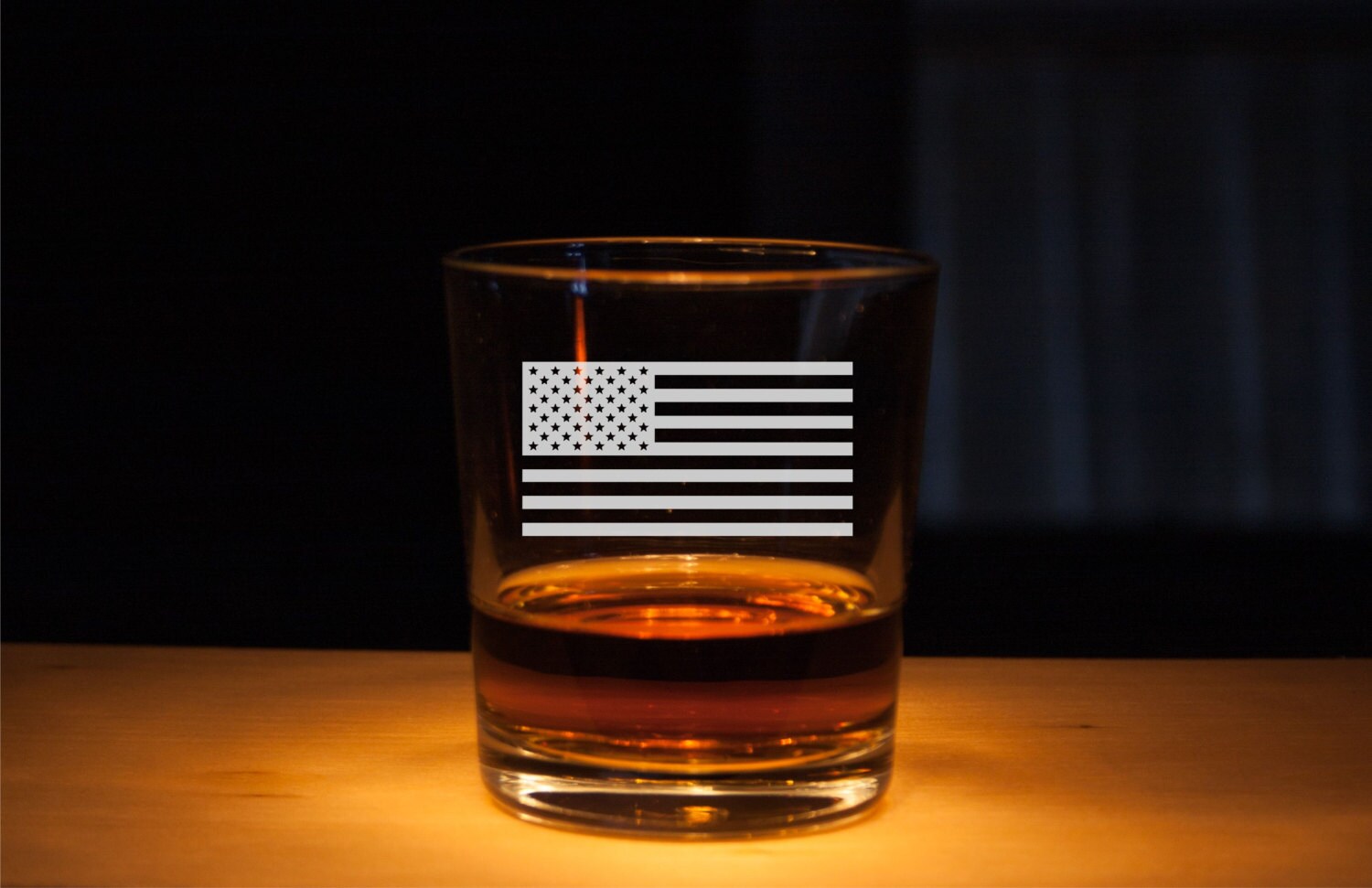 American Flag Whiskey Glass Rocks Glasses Etched glass