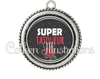 2 pendant cabochons 25mm Super tattoo - series