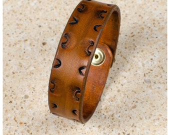Simple stamped leather cuff - 8" wearable size