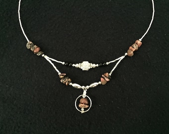 Silver Beaded Necklace, Southwestern Necklace, Tribal Necklace, Southwestern Style