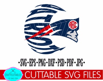Circle Monogram Patriots SVG, PNG Files Silhouette Cameo and Cricut Files