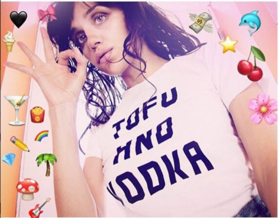 Tofu and Vodka, cotton, vegan tshirt, womens shirt, vegan, white shirt