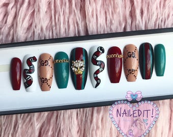 NAILED IT! Hand Painted False Nails - Designer Logo Snake