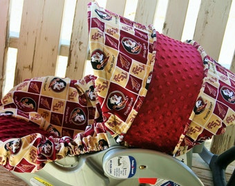 FSU and maroon minky infant car seat cover and hood cover