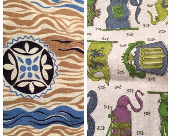 Vintage cotton feed sacks , flour sacks, two novelty prints