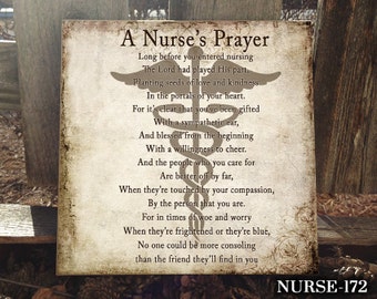 NURSE: Sign for Nurse, Occupational Sign, Gift for Nurse, Home Decor, Sign for Graduation, Graduating Nurse, Nurse's Prayer, Decor