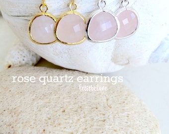 rose quartz earrings dangle earrings rose quartz dangle earrings rose quartz jewelry gold earrings pink Beach Wedding Bridesmaid Gifts