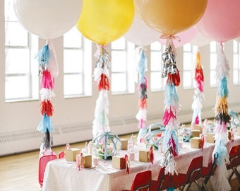 36" Giant Balloon With Balloon Tassels balloon tails- balloon tassles