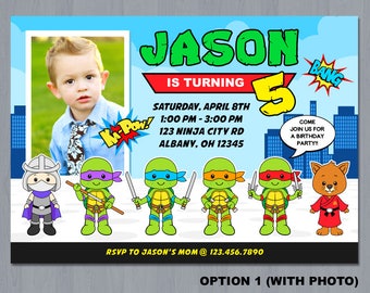 Ninja Turtle Invitation, Ninja Turtles Party, TMNT invitation, Teenage Mutant Ninja Turtle invitations, TMNT Birthday Invitation, TMNT