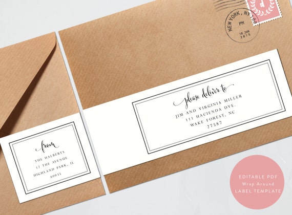 instant download editable wrap around envelope label printable