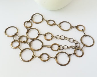 Boho Brass Belt, Bohemian Brass Necklace, Long Brass Necklace, Boho Chic Necklace, Retro Brass Hip Belt, Brass Hoops Bohemian Style For Her