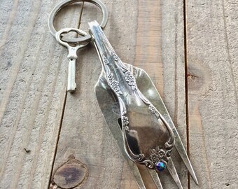 Fork Keychain| Keychain | Flatware Keychain| Silverware Keychain | Vintage Keychain| Repurposed Fork Keychain |Repurposed keychain