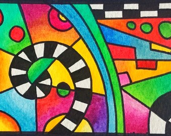 ATC ACEO - Original watercolour abstract trading card by Amanda Hone