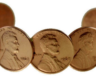 Copper Penny Bracelet - Cuff style - Made with real Copper Pennies