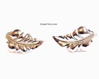 Sterling Silver Leaf Earrings, Vintage / Signed Bond Boyd