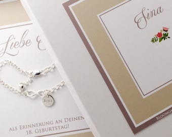 Infinity 925 silver bracelet engraved name bracelet