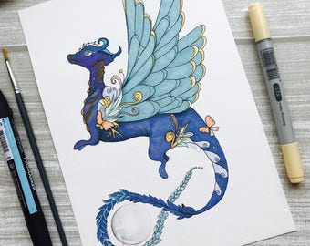 blue mythical dragon art,Dragon art print,kids valentines day gift,dragon print kids,children wall art,kids room decor,illustrations kids,