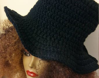 Crochet Black Top hat