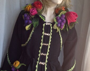 FINAL SALE - Felt coat Felted coat Sweater Coat Boho Festival Woodland refashioned OOAK Art to Wear Medium size Ready to ship