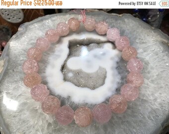 50% Mega Sale 20mm Carved Shou Pink Morganite Gemstone Beads