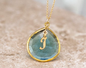 December Birthstone Necklace, Blue Topaz Necklace Gold, Personalized Initial Necklace, Monogram Jewelry, Jewelry Trends, Meaningful Gifts
