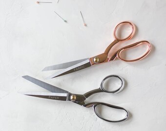 Rose Gold Fabric & Silver Paper Crafting Metal Scissor Set - 2 pc - 8.5"
