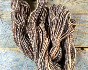 Handspun yarn - worsted weight brown handspun wool yarn