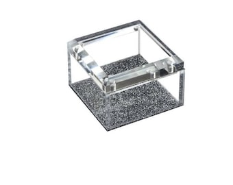Acrylic Lucite Silver Glitter Box