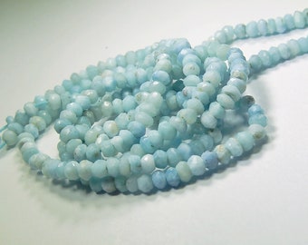 African Opal Gemstone. Faceted Blue Rondelle 4mm Semi Precious Gemstone. Your Choice (o6opl)