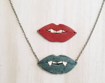 For the Love of Fangs...or Lips Leather Necklaces