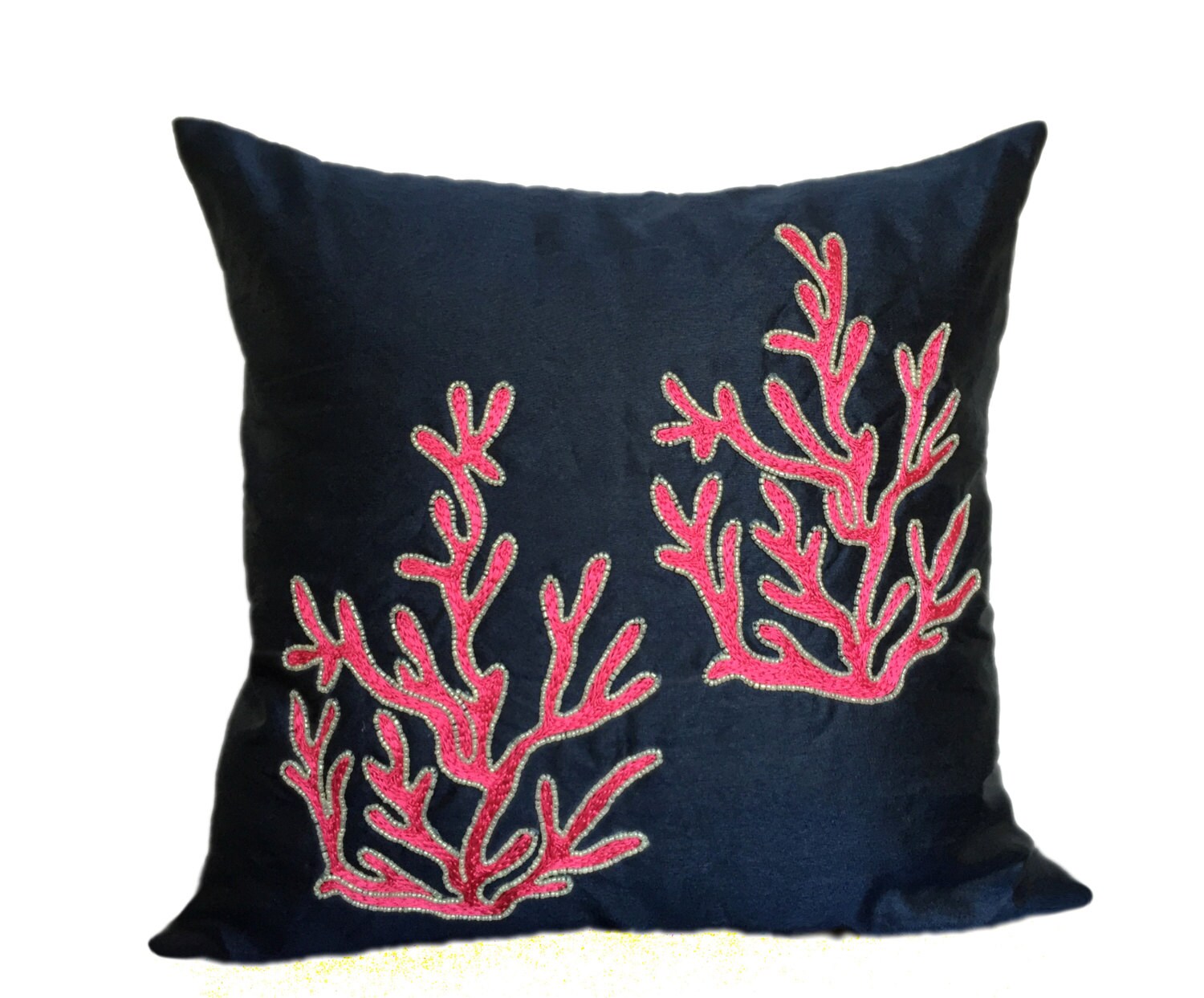 Navy Coral Pillow Cover Nautical Pillow Coral Reef Pillows