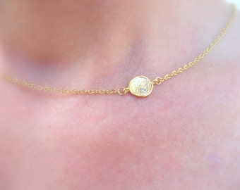 Gold Disc Necklace, Bridesmaids Gift Necklace, Minimalist Necklace, Simple Gold Necklace, Jewelry Gift, Gold Necklace, Tiny Disc Necklace