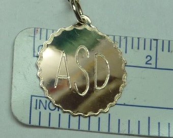 engraved disk necklace, 14k solid gold.disk24