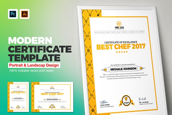 modern certificate template psd