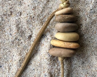 Lake Michigan Beach stone "Cairn" pendant