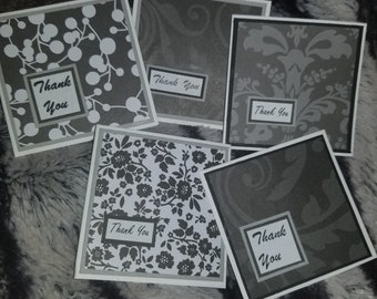 30 assorted black and white mini thank you notecards
