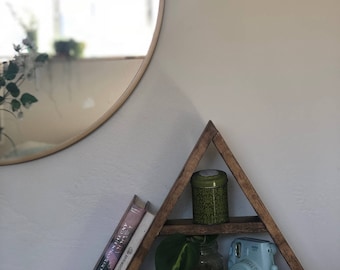 NEW Double Triangle Wood Shelf – Geometric Shelves perfect for crystals, small plants, home decor and more!