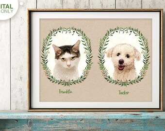 Custom Pet Portrait, Custom Cat portrait, Cat Memorial, Portrait from Photo, Cat Lover Gift, personalized gift, Pet Illustration, Pet Loss